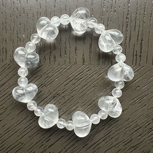Clear quartz puffy hearts bracelet SIZE 7’